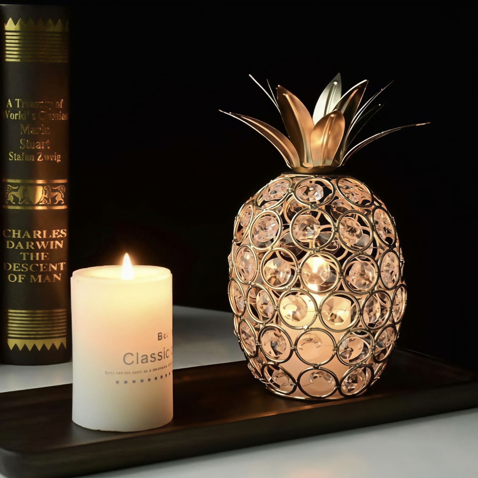 Candle Zero - Modern Gold Silver Crystal Pineapple Tealight