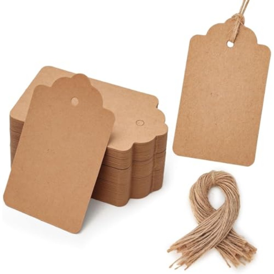 Kraft Hang Tag - 100pcs Gift Tags with String Attached,