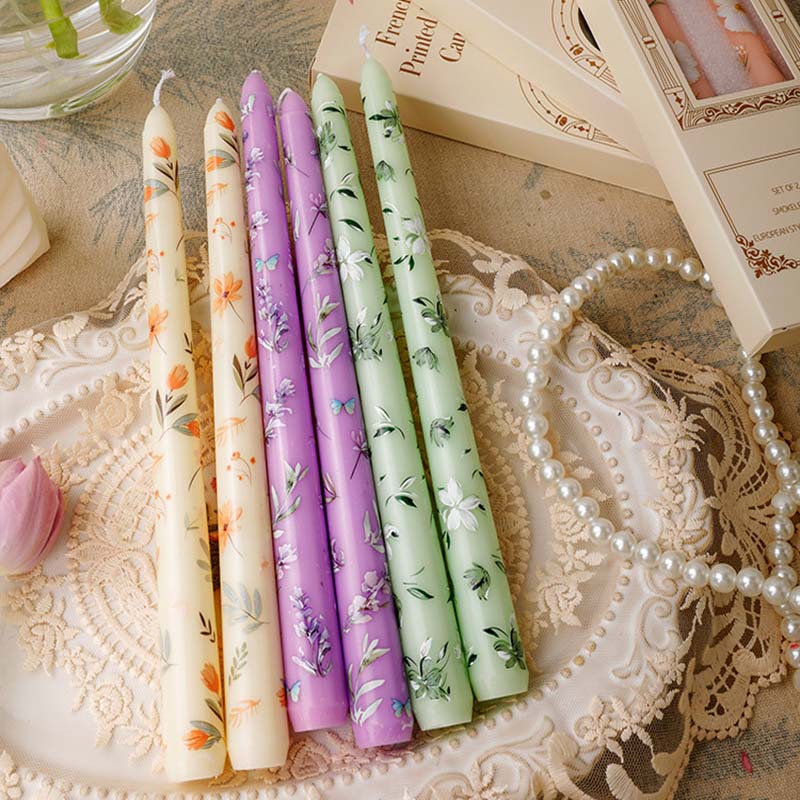 2PCS Long Candles Floral Print - Candle Supplies Bulk のレビューと価格