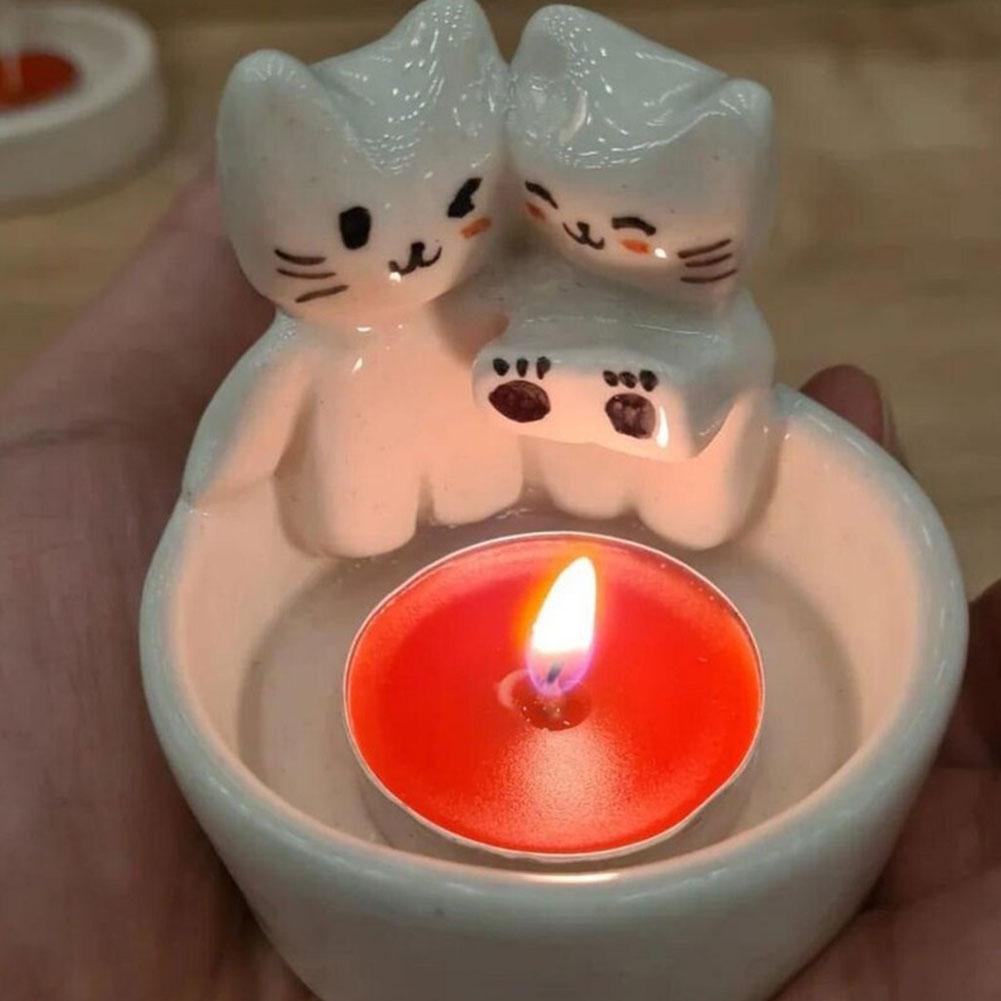 Cute Kitten Candle Holder Warm - Candle Zero のレビューと価格