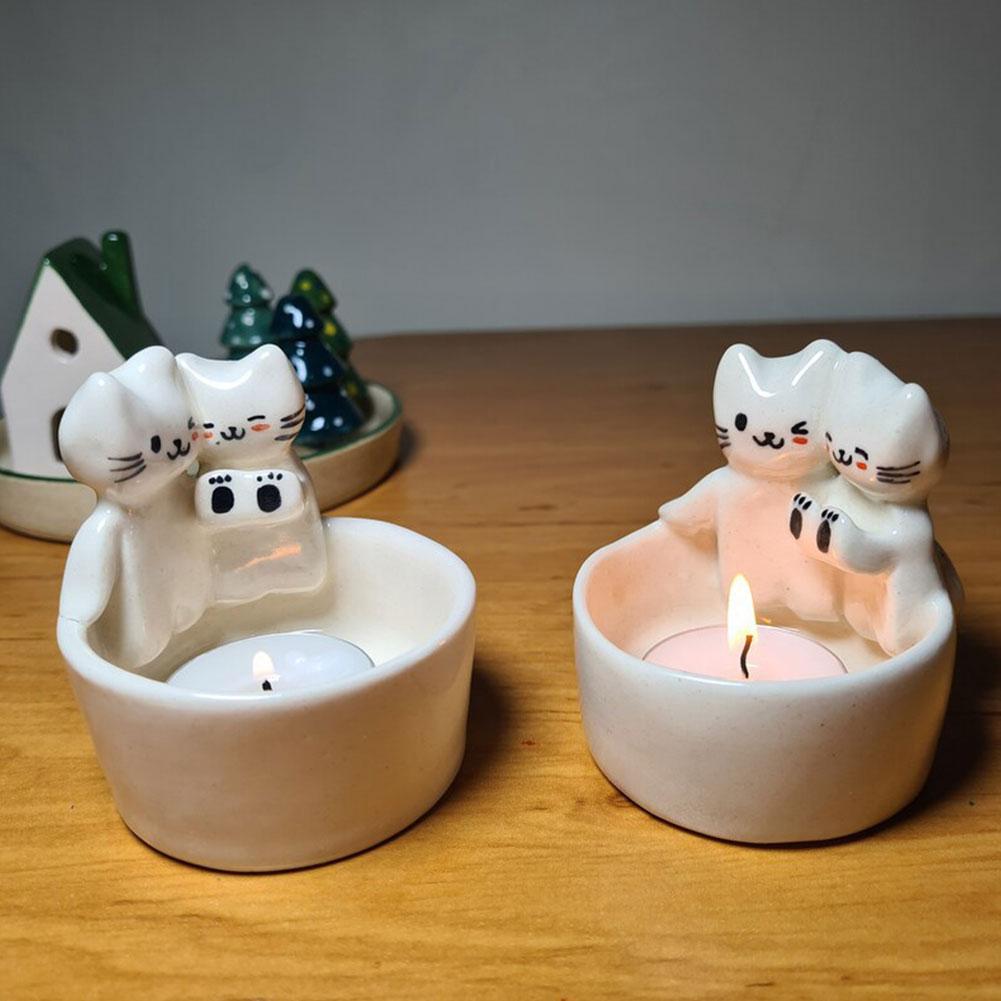 Cute Kitten Candle Holder Warm - Candle Zero のレビューと価格