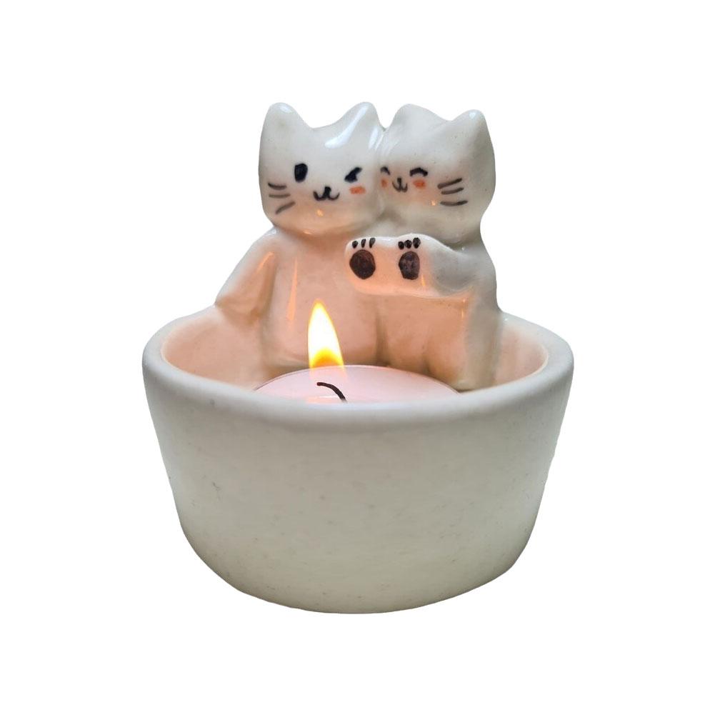 Cute Kitten Candle Holder Warm - Candle Zero のレビューと価格