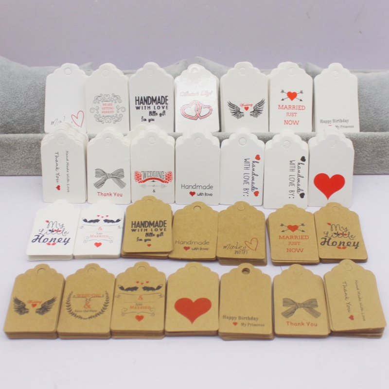 100pcs+100string 3x5cm white/k - Kraft Hang Tag のレビューと価格