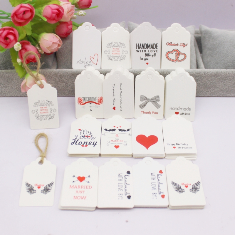 100pcs+100string 3x5cm white/k - Kraft Hang Tag のレビューと価格