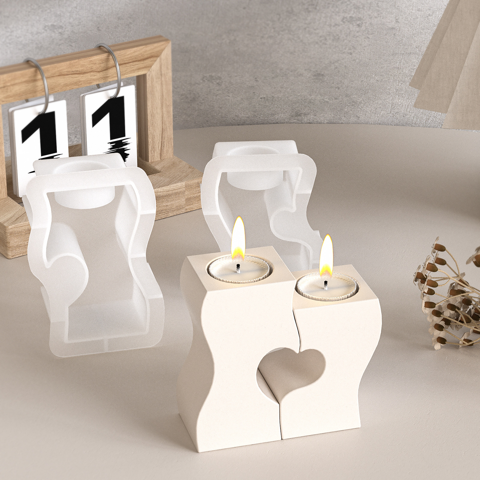 S Heart Candlestick Silicone M - Candle Making Supplies Kit のレビューと価格