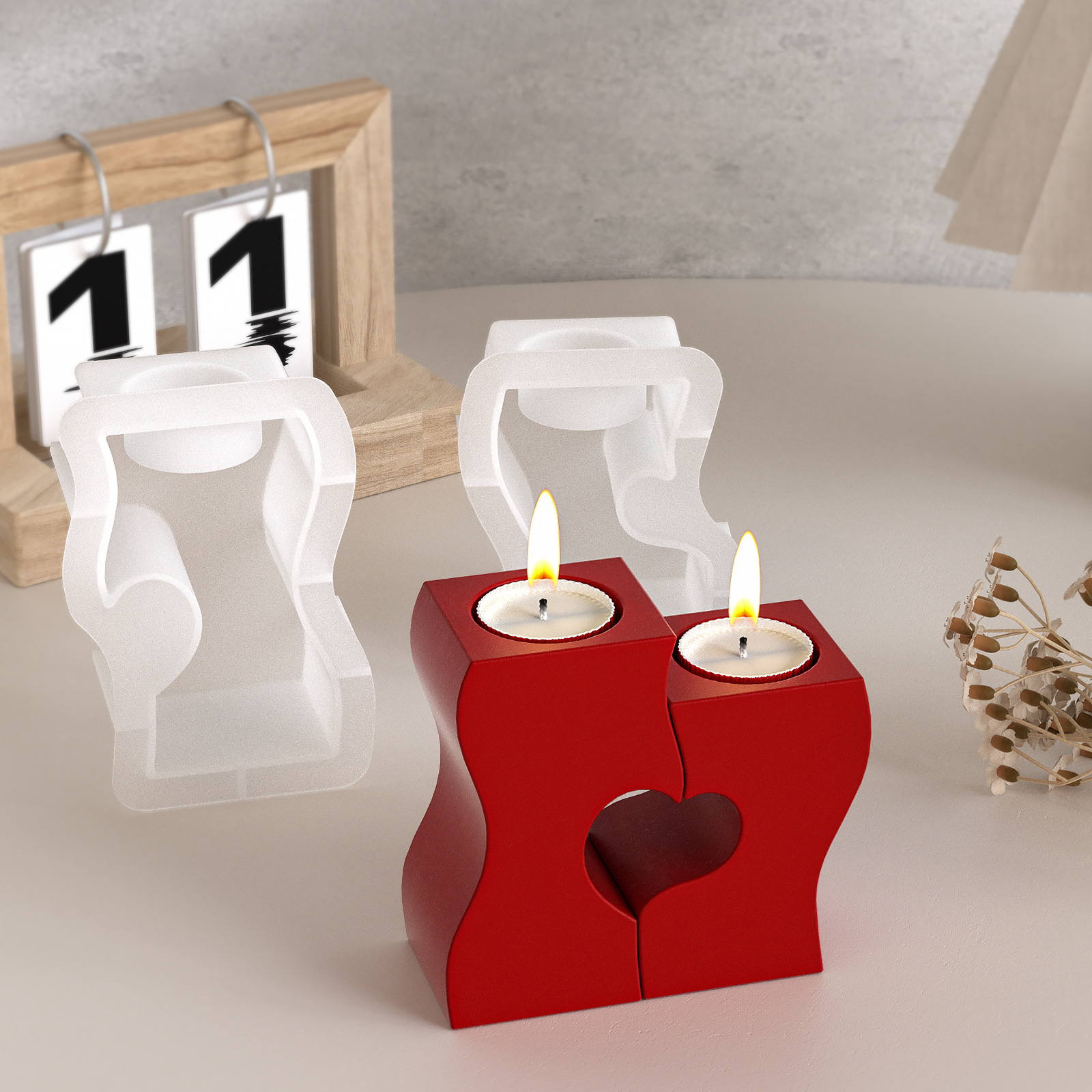S Heart Candlestick Silicone M - Candle Making Supplies Kit のレビューと価格