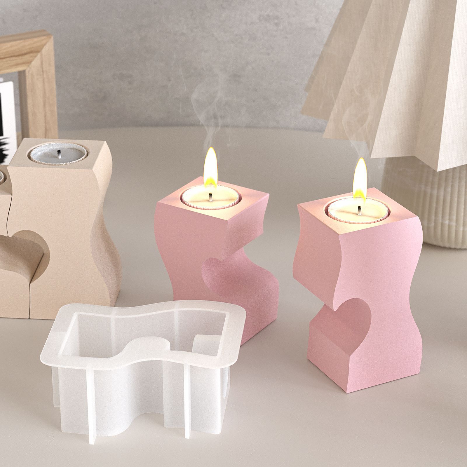 S Heart Candlestick Silicone M - Candle Making Supplies Kit のレビューと価格