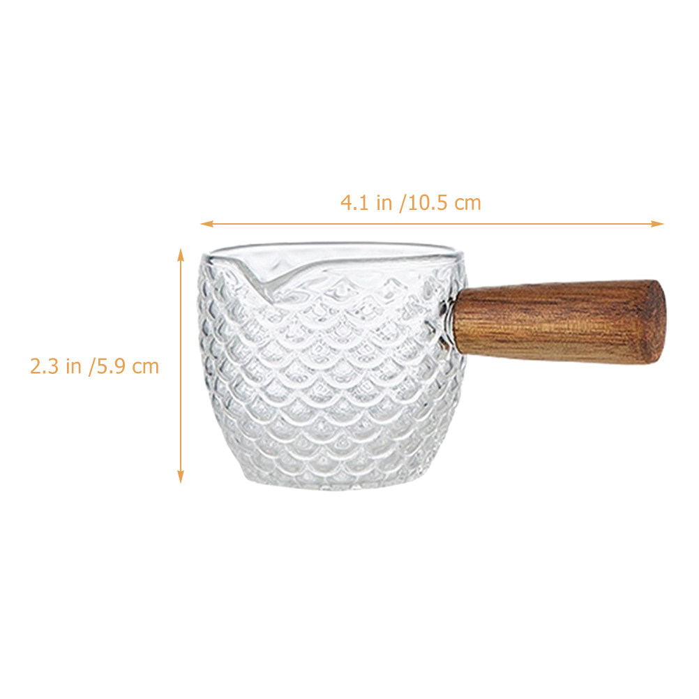 Glass Milk Creamer Jug Wooden  - Pour Spout Pitcher のレビューと価格