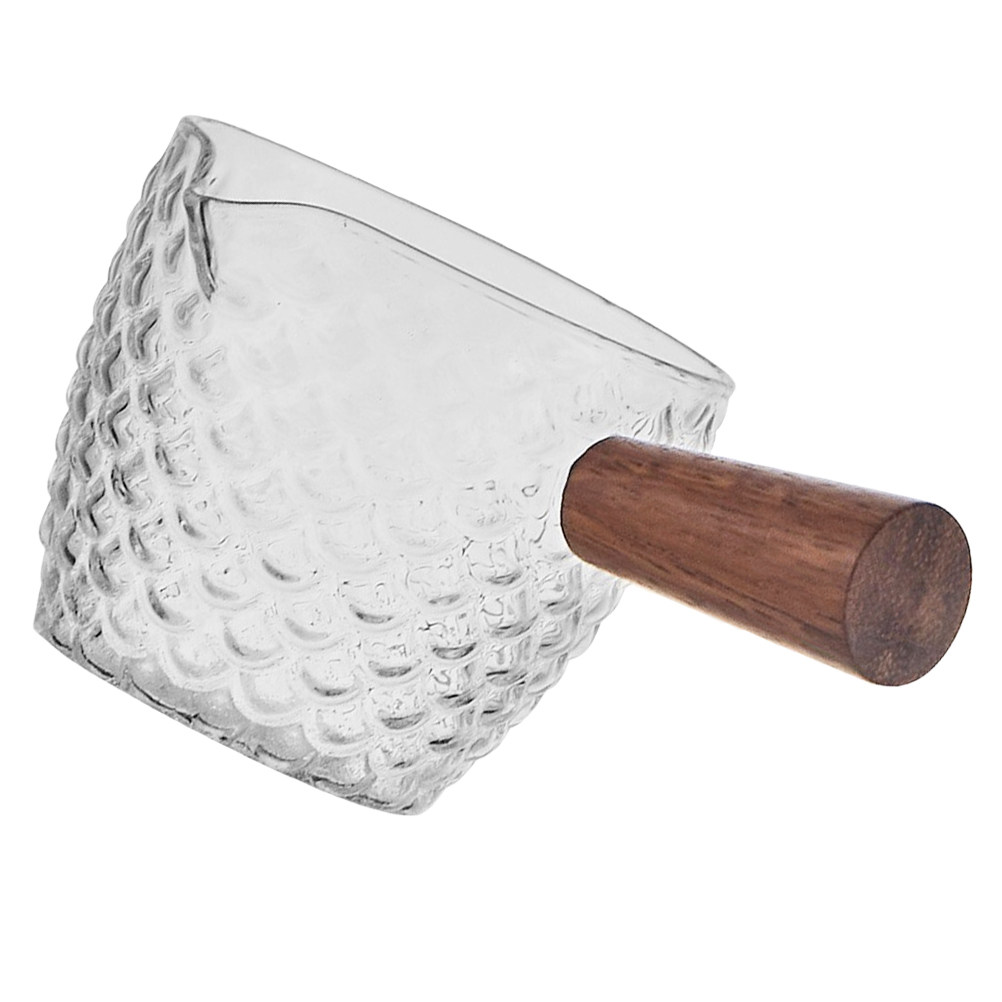 Glass Milk Creamer Jug Wooden  - Pour Spout Pitcher のレビューと価格