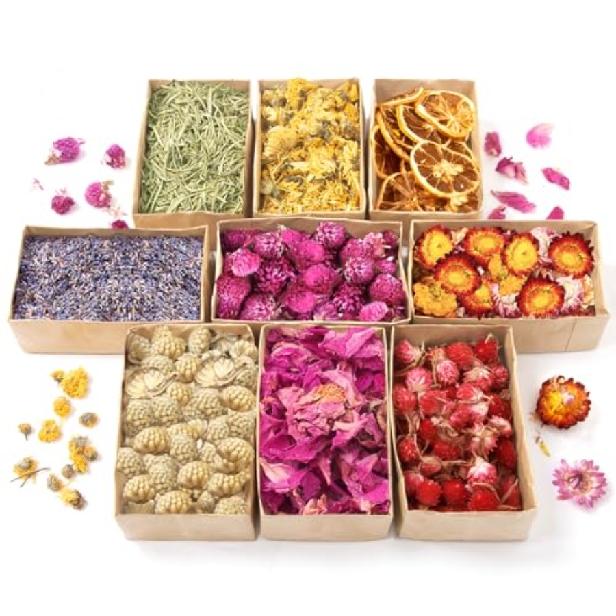 9 Bags Dried Flowers Candle an - Candle Supplies Bulk のレビューと価格