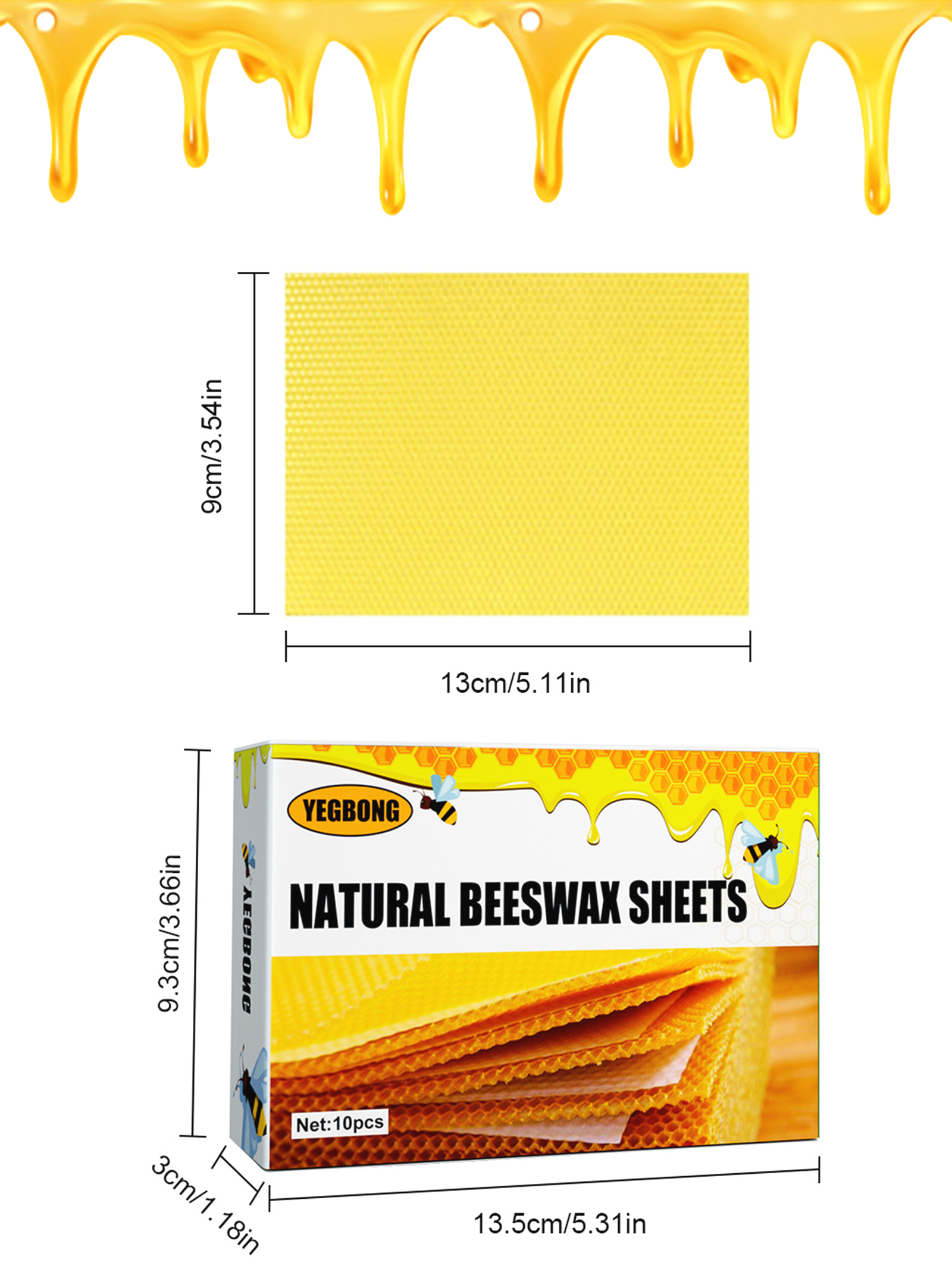 10Pcs Natural Honeycomb Bee Wa - Candle Making Supplies Kit のレビューと価格