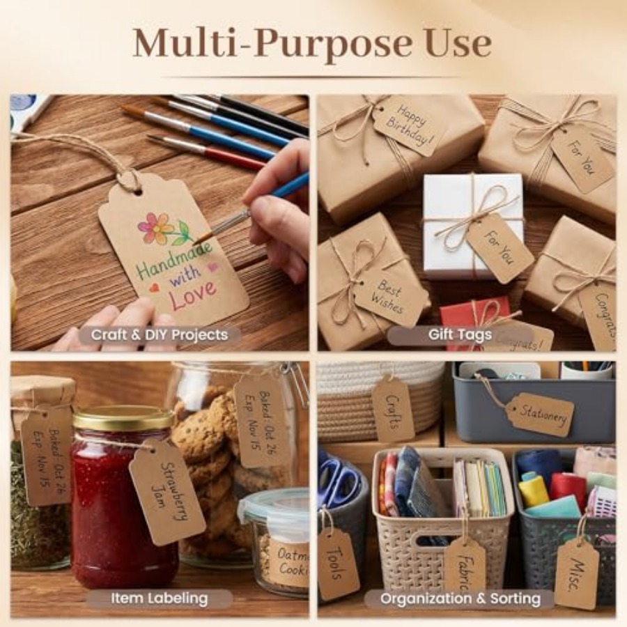 100pcs Gift Tags with String A - Kraft Hang Tag のレビューと価格