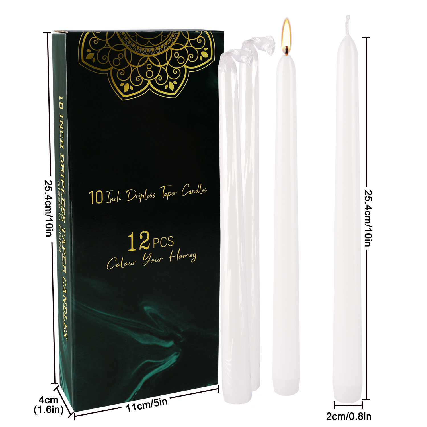 12-Pack of 10inch White Stick  - Candle Supplies Bulk のレビューと価格