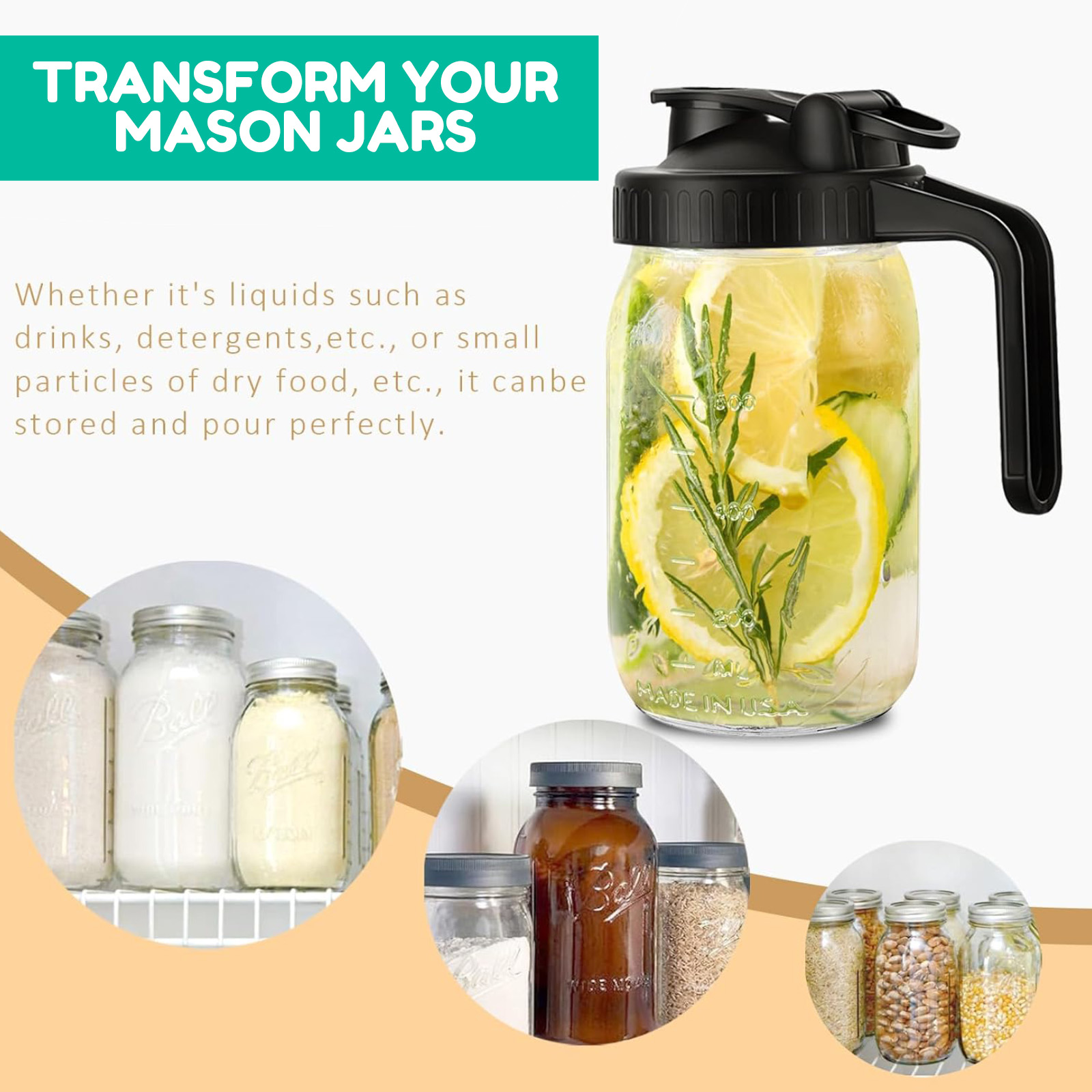 Mason Jar Pitcher Lid With Pou - Pour Spout Pitcher のレビューと価格